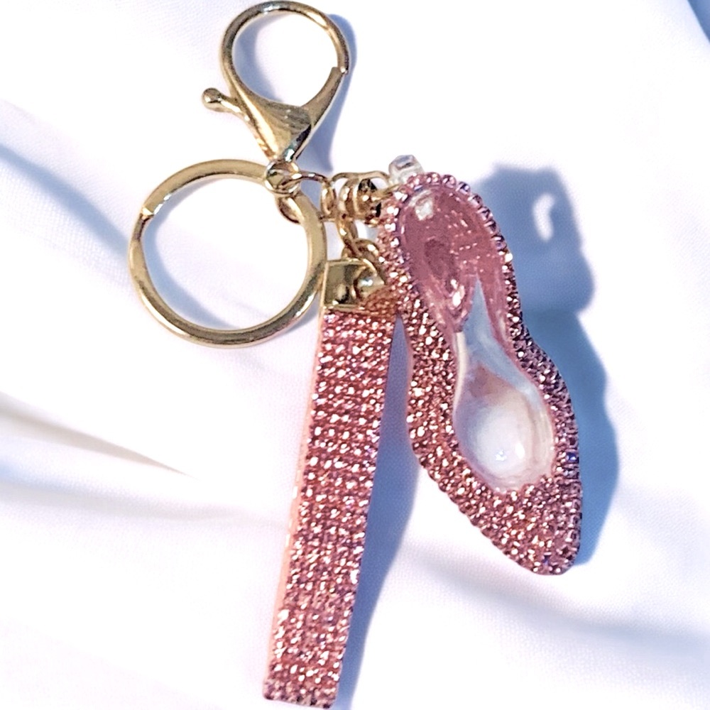 High Heel Fun Crystal & Acrylic Keychain Toggle Clasp Wrist Strap